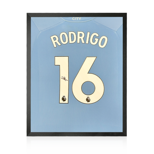 Rodri Signed 23/24 Manchester City Shirt Compact Display
