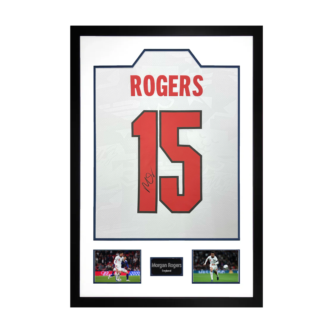 Morgan Rogers Signed England Home Shirt Premium Frame