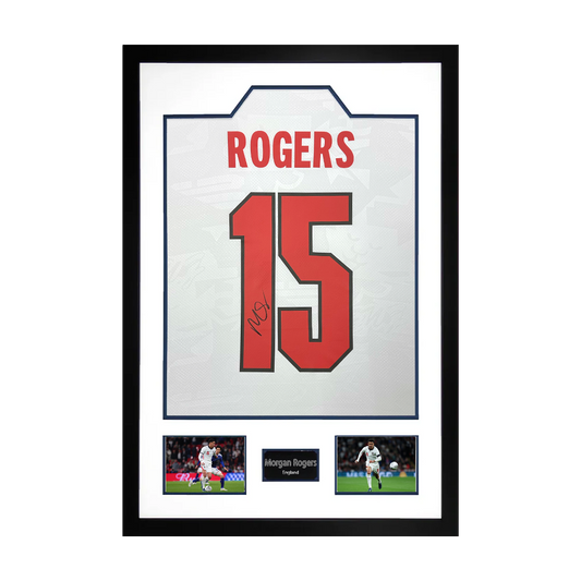 Morgan Rogers Signed England Home Shirt Premium Frame