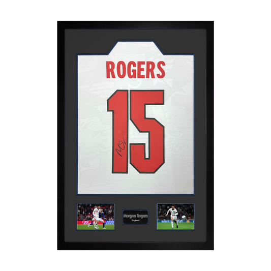 Morgan Rogers Signed England Home Shirt Premium Frame