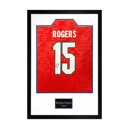 Morgan Rogers Signed England Away Shirt Premium Frame
