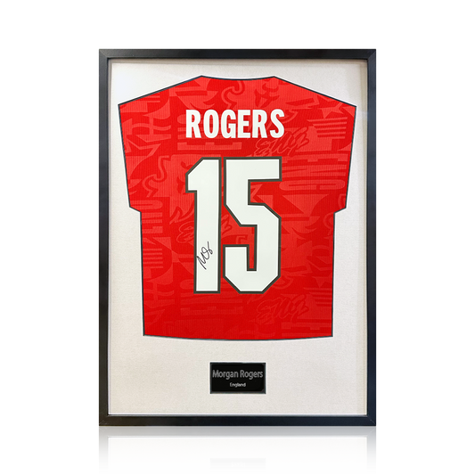 Morgan Rogers Signed England Away Shirt Standard Frame