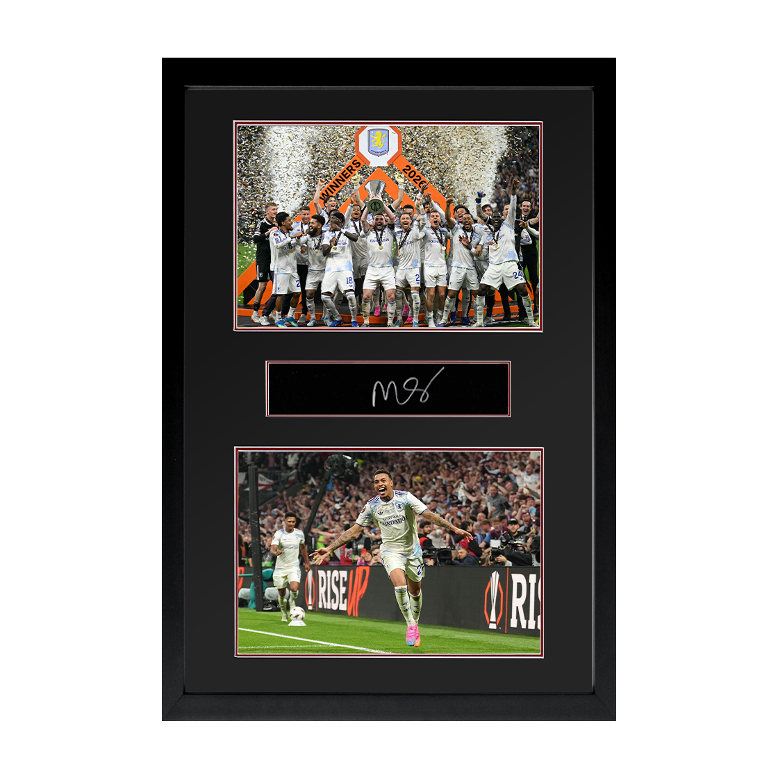 Morgan Rogers Signed Aston Villa Champions Plaque Iconic Frame