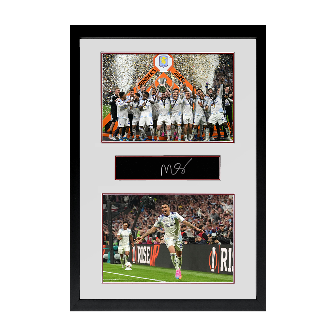 Morgan Rogers Signed Aston Villa Champions Plaque Iconic Frame