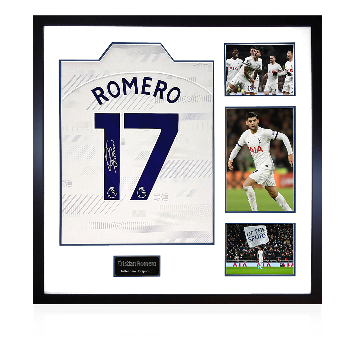 Cristian Romero Signed Tottenham Hotspur Shirt Elite Frame