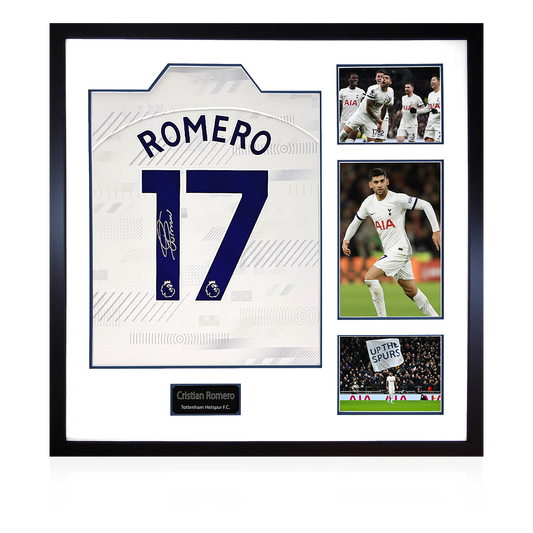 Cristian Romero Signed Tottenham Hotspur Shirt Elite Frame