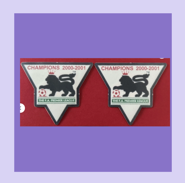 Pair of 2000-2001 Champions Premier League patch player size Iron On UK Man Utd