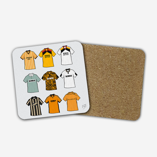 Hull Retro Shirts Memorabilia Hand Sublimated Football Coaster