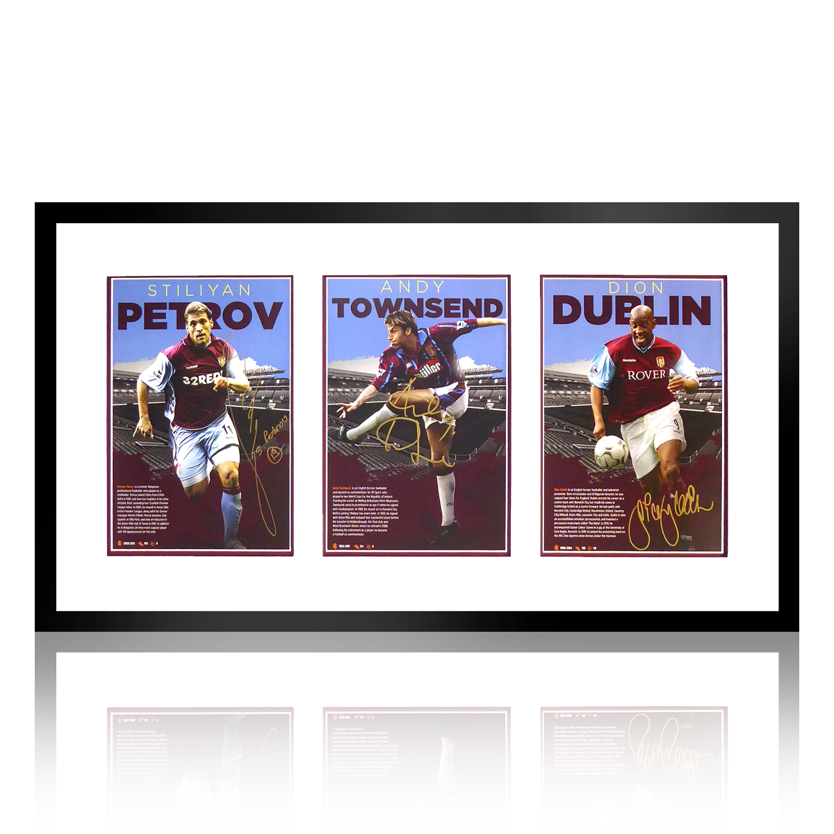 Stiliyan Petrov, Andy Townsend, Dion Dublin Signed Aston Villa Deluxe Mount Frame