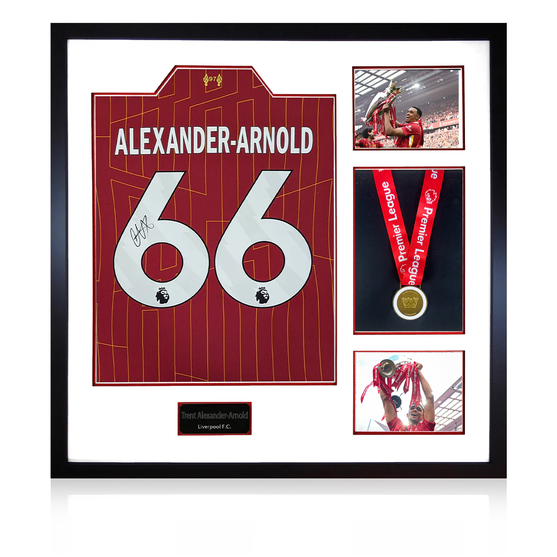Trent Alexander-Arnold Signed Liverpool Shirt Elite Frame (AFTAL Authentication) w/ League Replica Medal