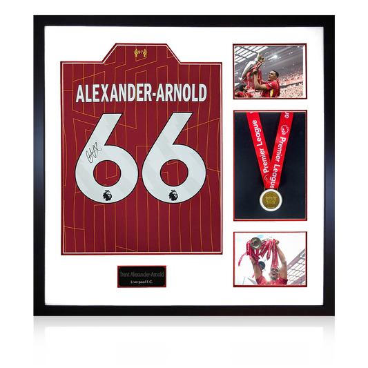 Trent Alexander-Arnold Signed Liverpool Shirt Elite Frame (AFTAL Authentication) w/ League Replica Medal