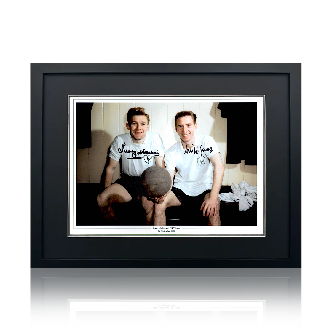Terry Medwin & Cliff Jones Signed Tottenham Hotspur 16x12 Photo Deluxe Mount Frame