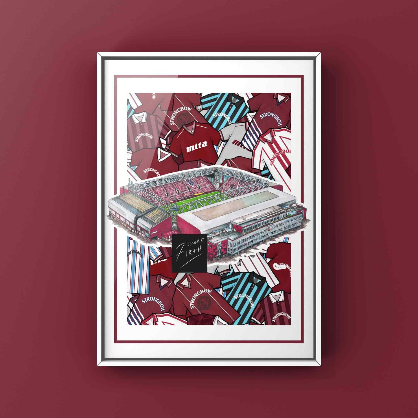 Hearts Kit Collage Retro Shirts & Stadium Football Print