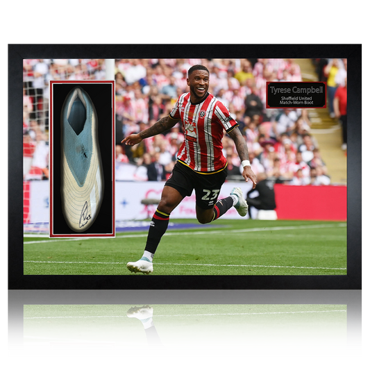 Tyrese Campbell Signed & Match-Worn Sheffield United Boot Iconic Frame #2
