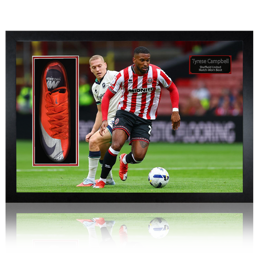 Tyrese Campbell Signed & Match-Worn Sheffield United Boot Iconic Frame #1