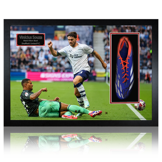 Vini Souza Signed & Match-Worn Sheffield United Boot Iconic Frame #2