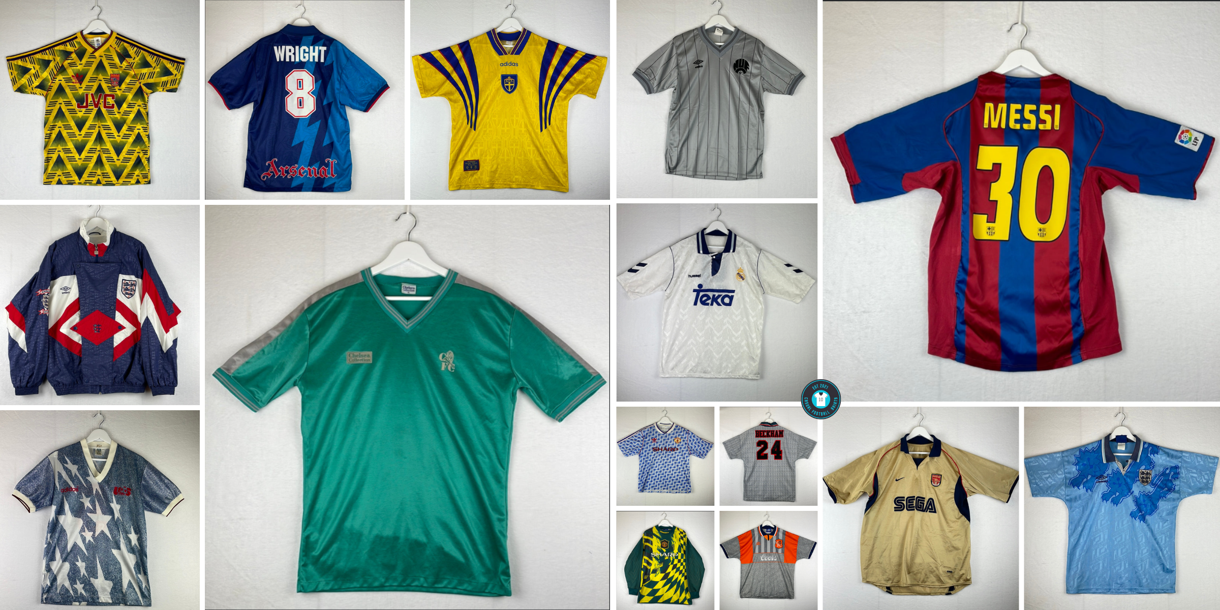 Arsenal vs Liverpool in classic retro football shirts, including