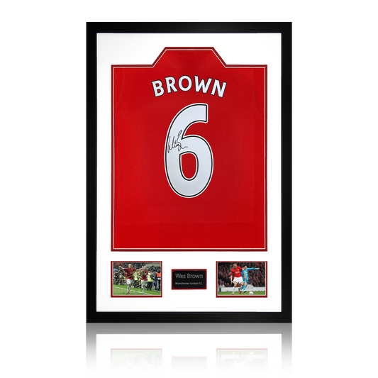 Wes Brown Signed Manchester United Shirt Premium Frame