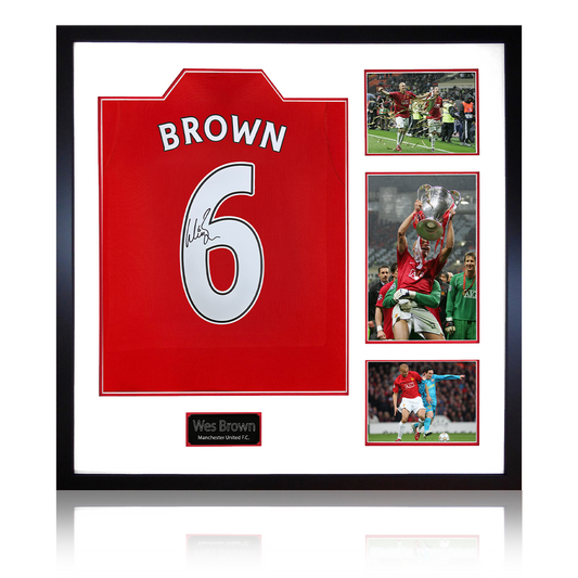 Wes Brown Signed Manchester United Shirt Elite Frame