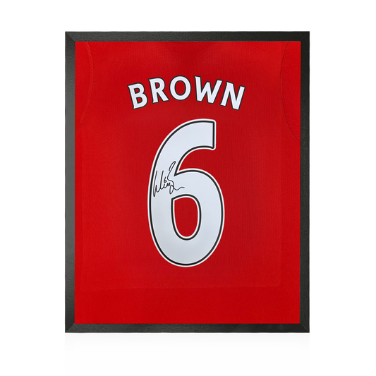 Wes Brown Signed Manchester United Shirt Compact Display