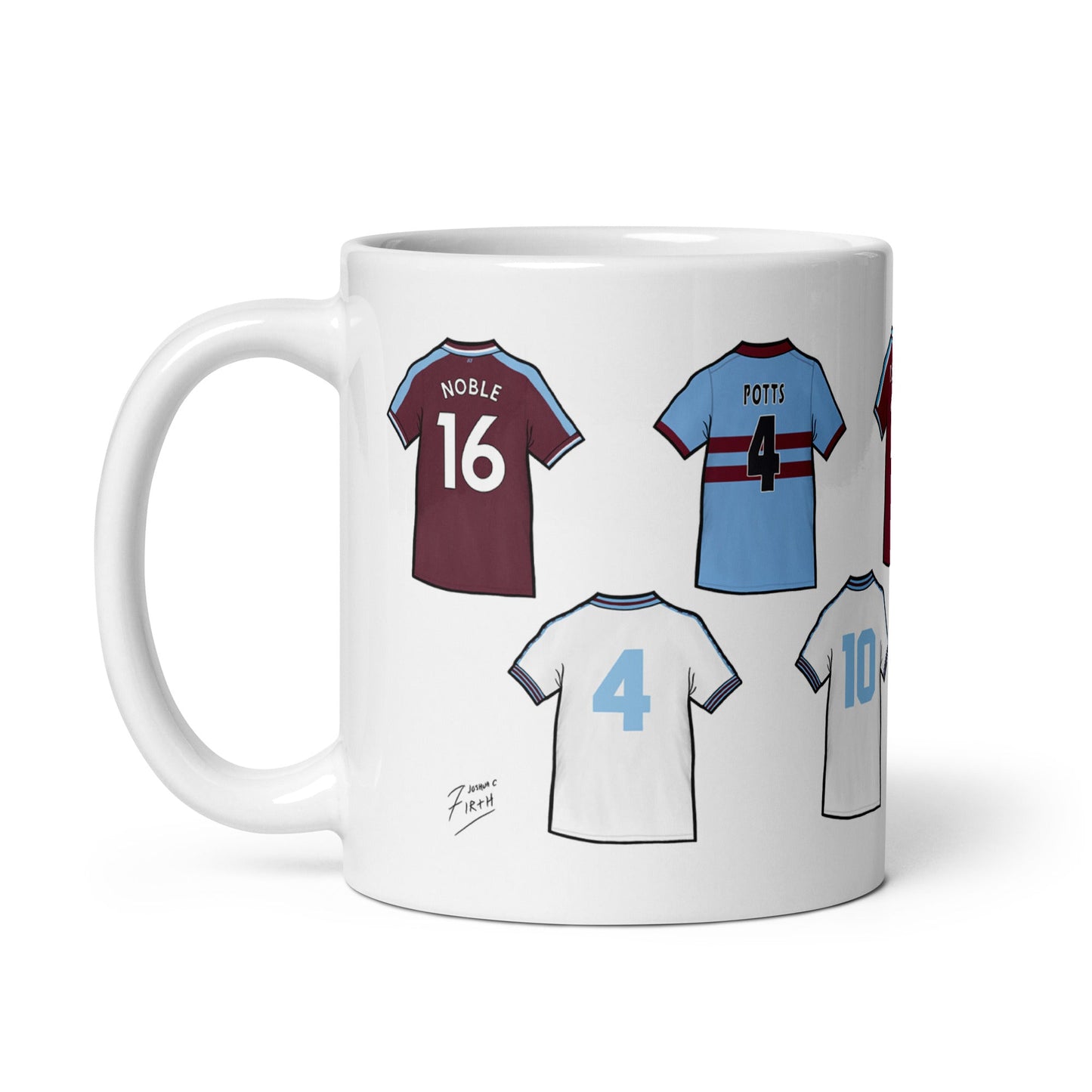 West Ham Legend Shirts Illustrated Handmade Ceramic Football Mug