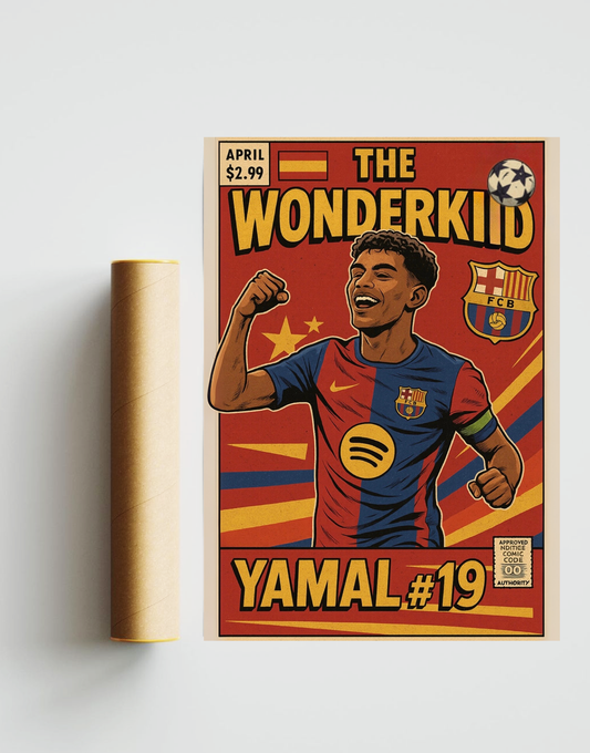 Lamine Yamal Comic Book Style A3 Print