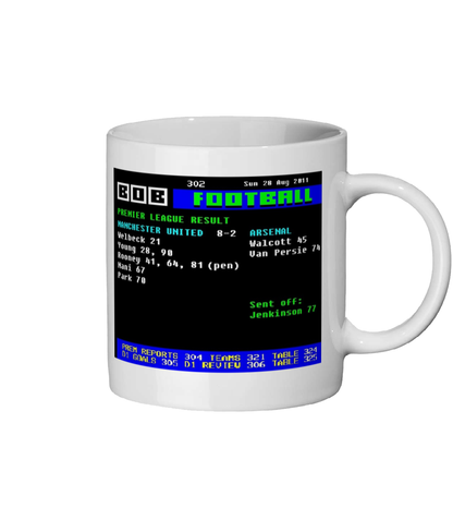 Manchester United 8-2 Arsenal 2011 Teletext Style Mug