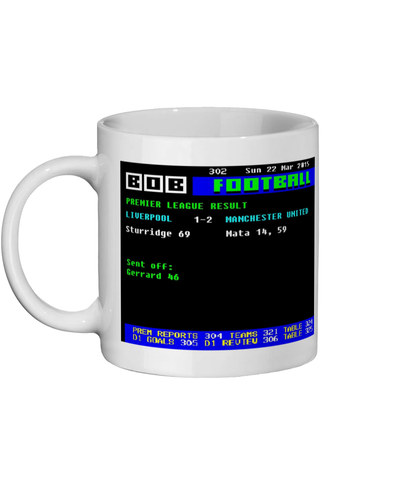 Liverpool 1 v 2 Manchester United 2015 Teletext Mug