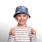 Leeds - Word Montage - White & Blue - Bucket Hat