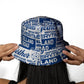 Leeds - Word Montage - White & Blue - Bucket Hat