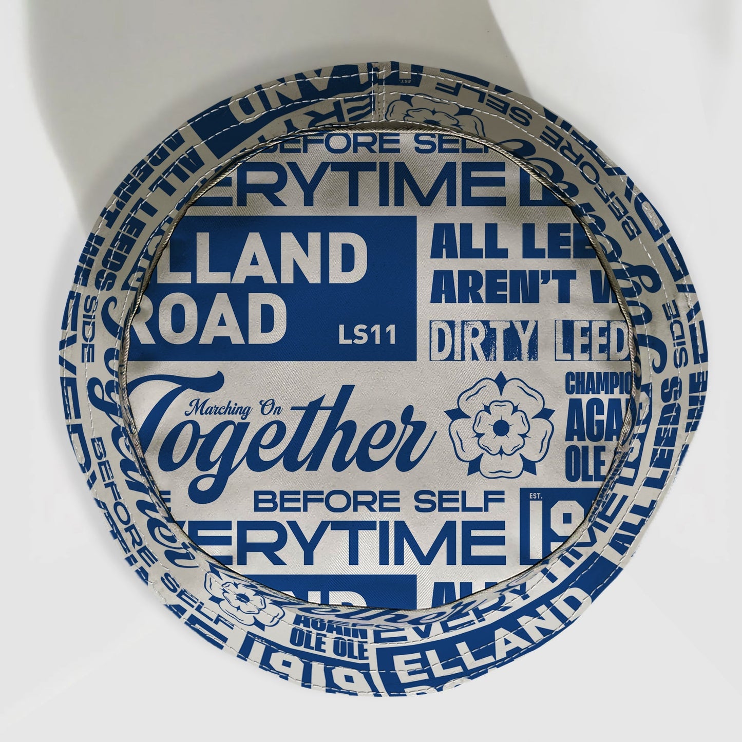 Leeds - Word Montage - White & Blue - Bucket Hat