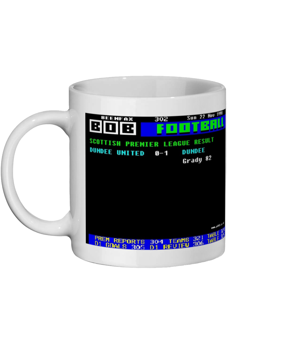 Dundee United 0 v 1 Dundee 22nd November 1998 Teletext Mug