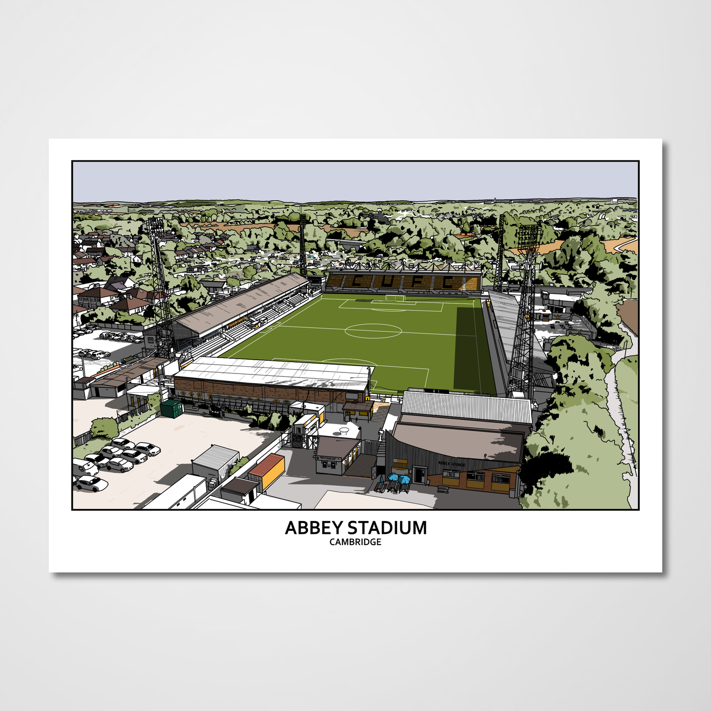 Cambridge United art print of Abbey Stadium