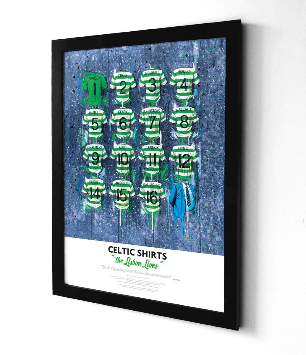Celtic Lisbon Lions football shirt A3 framed print
