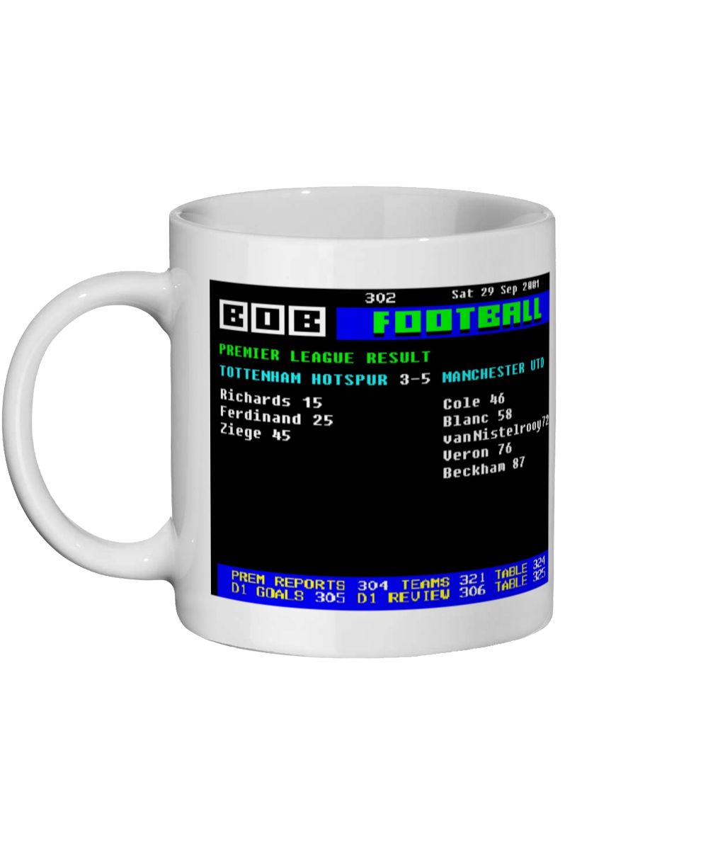 Tottenham 3-5 Manchester United 2001 Teletext Mug