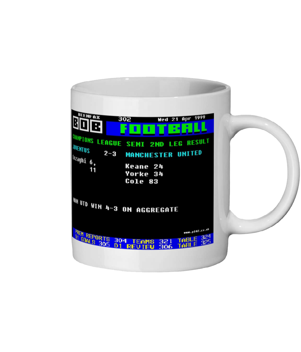 Manchester United v Juventus 1999 Semi Final Teletext Mug