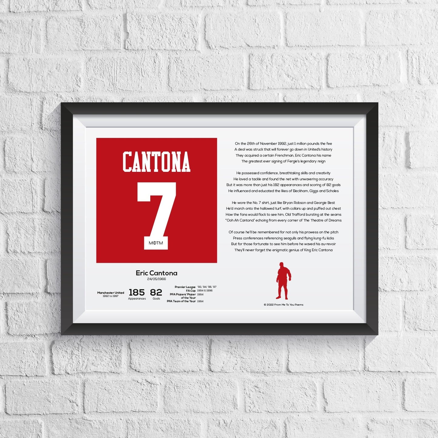 Eric Cantona Stats & Poem Print
