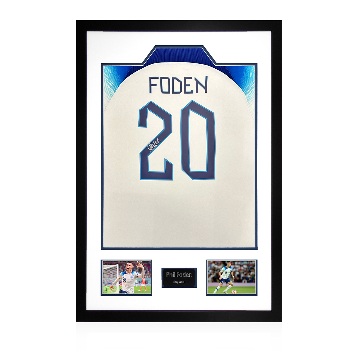 Phil Foden Signed England Shirt Premium Frame