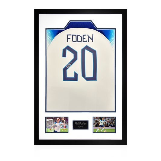 Phil Foden Signed England Shirt Premium Frame