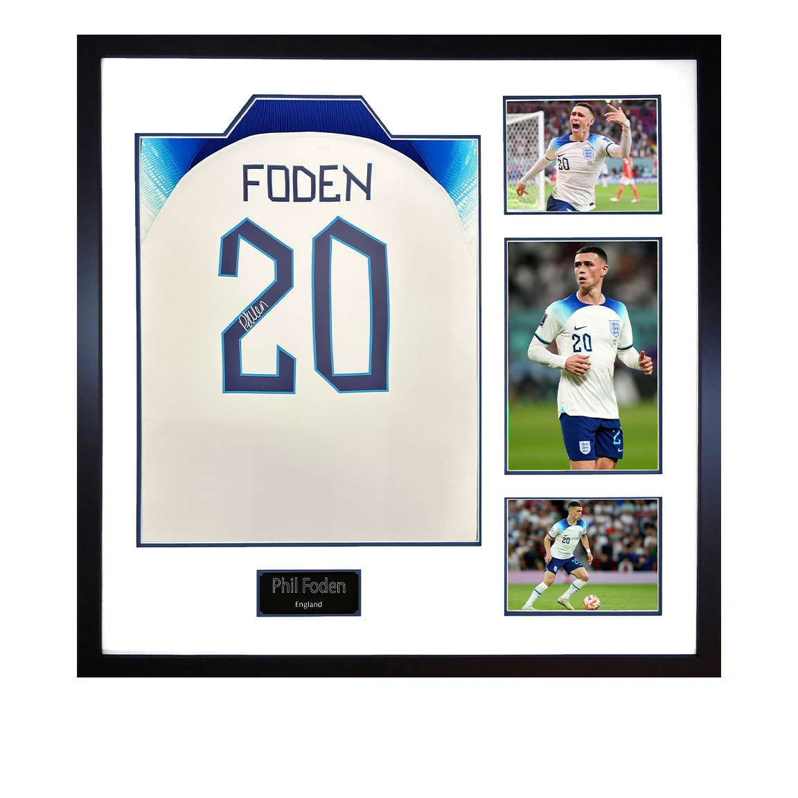 Phil Foden Signed England Shirt Elite Frame