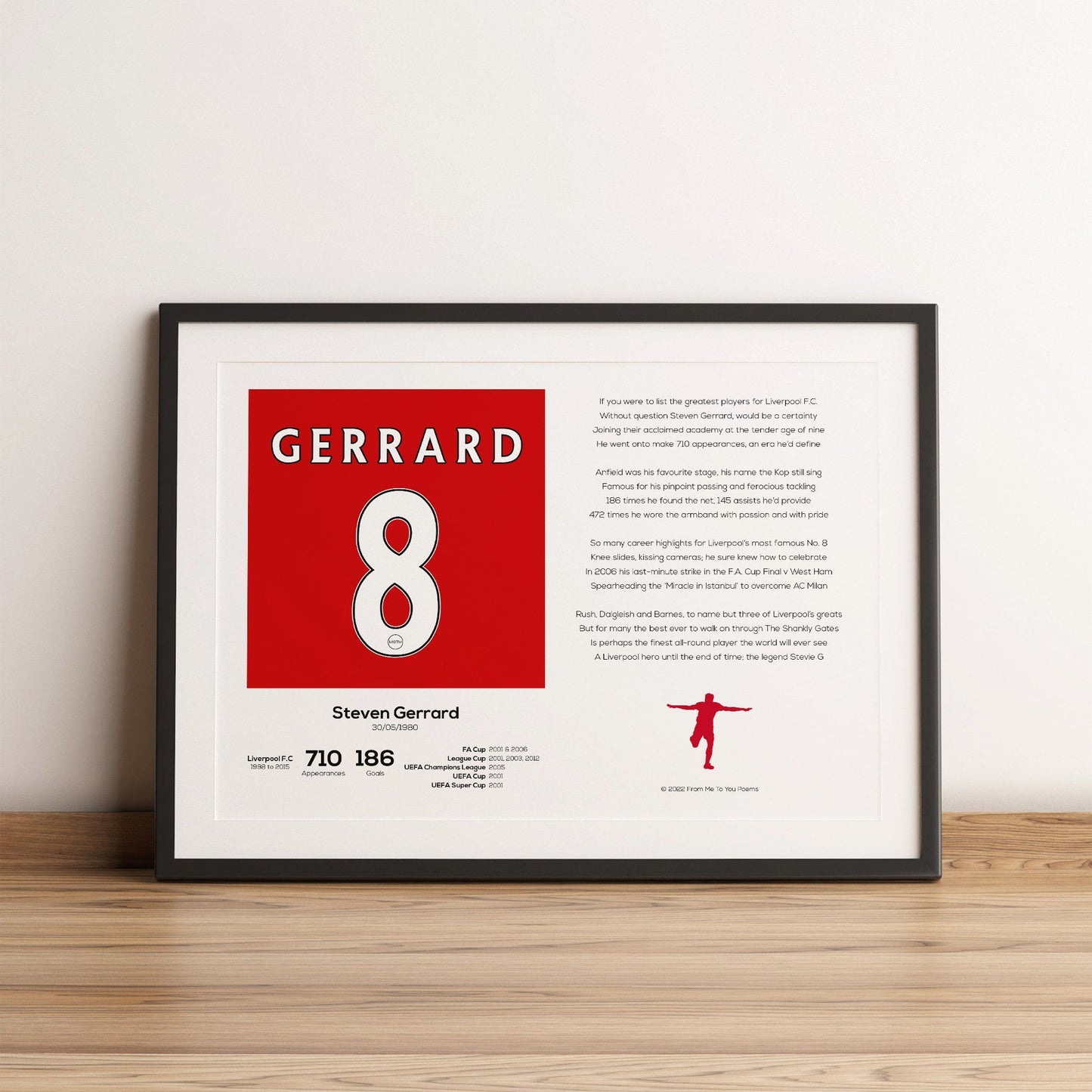 Steven Gerrard Stats & Poem Print