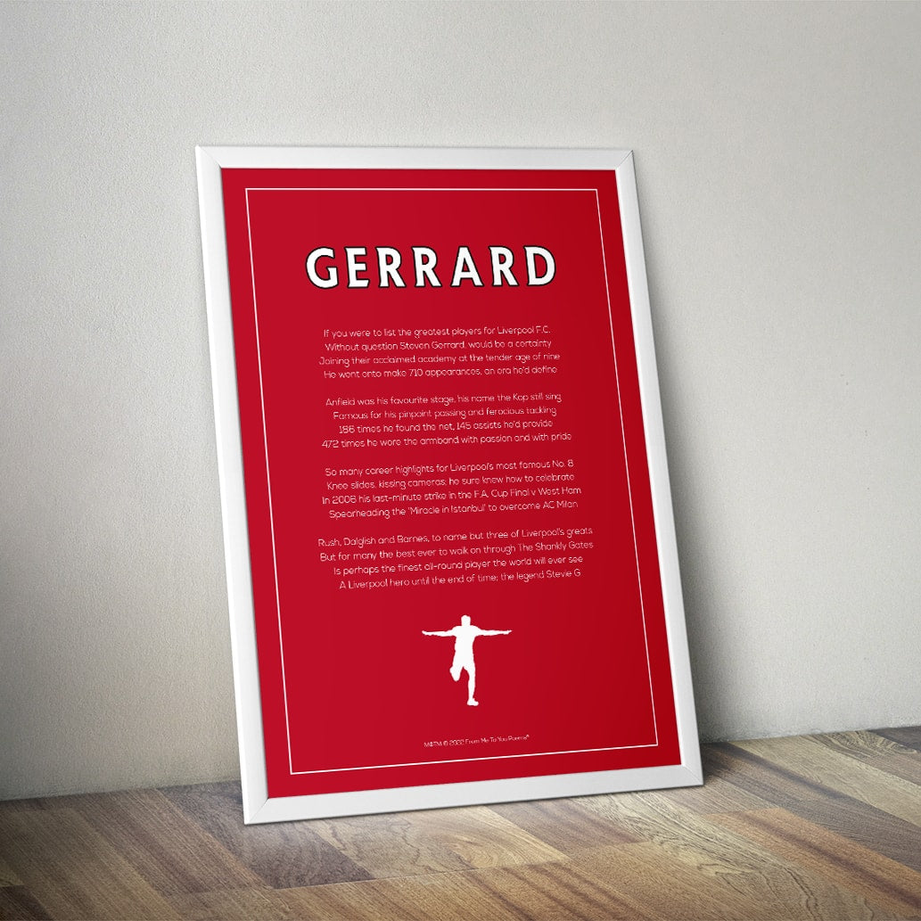 Steven Gerrard Liverpool Poem Print