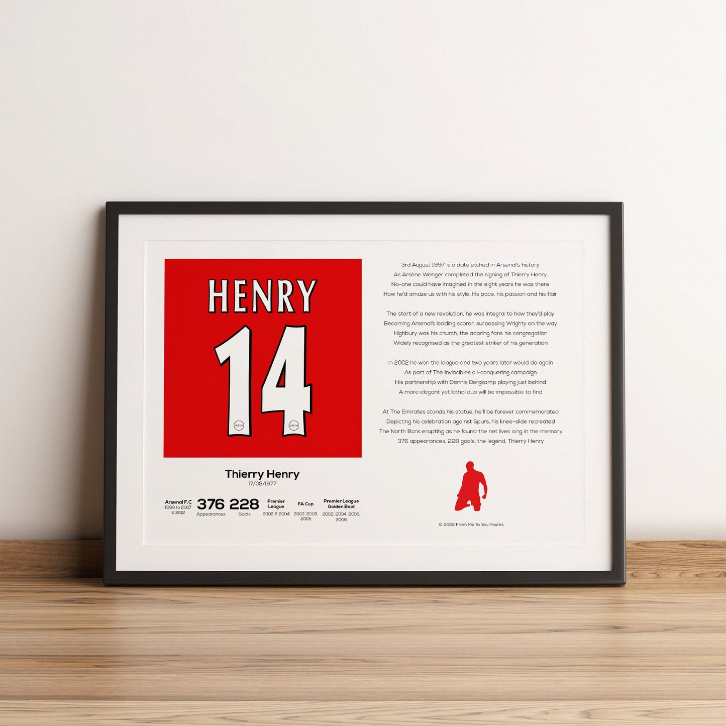 Thierry Henry Stats & Poem Print