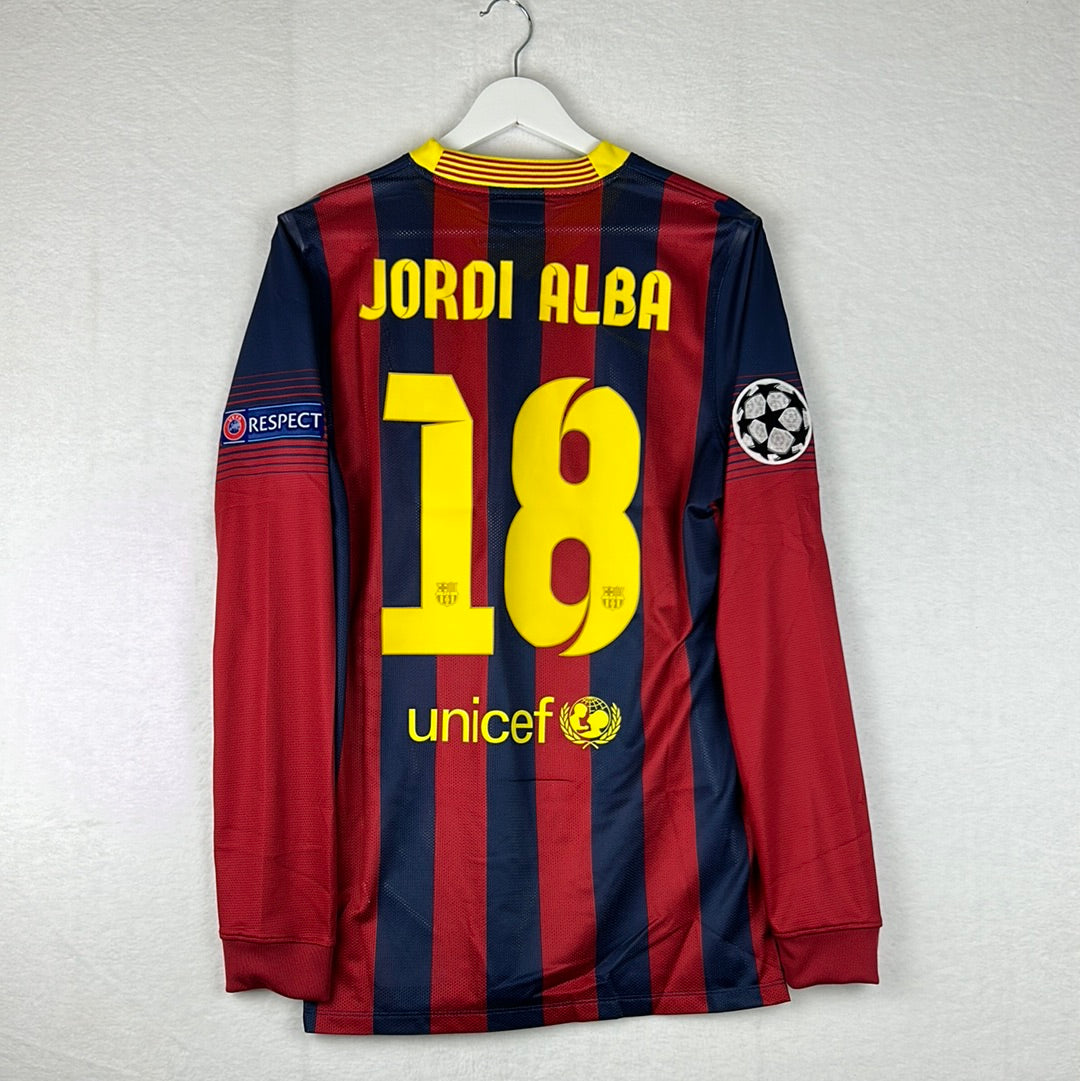 Barcelona 2013/2014 Player Issue Home Shirt - Jordi Alba 18 - Long Sleeve