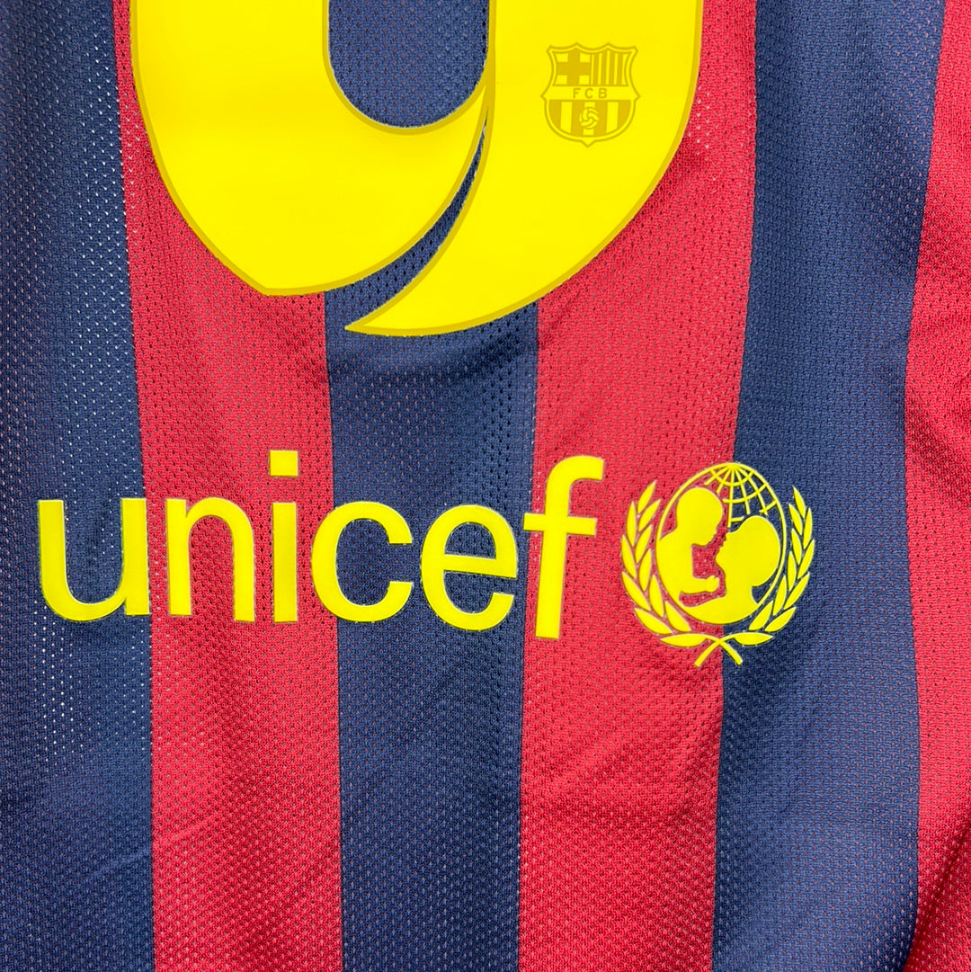 Barcelona 2013/2014 Player Issue Home Shirt - Pique 3 - Champions League