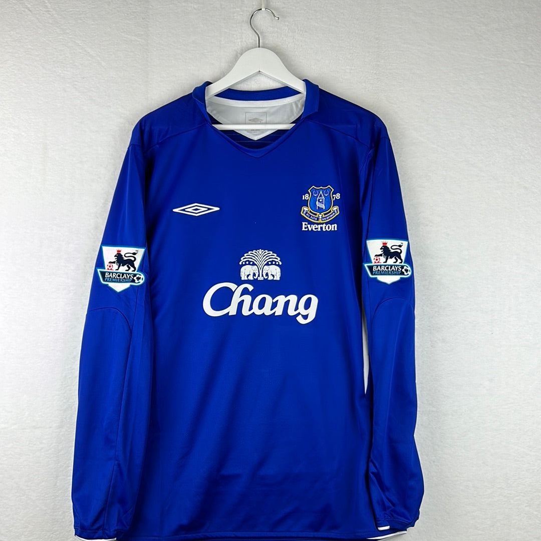 Everton 2005-2006 Player Issue Home Shirt - Yobo 4 - Long Sleeve