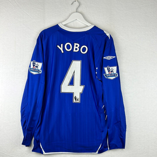 Everton 2007-2008 Player Issue Home Shirt - Yobo 4 - Long Sleeve