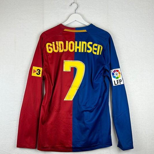 Barcelona 2008/2009 Player Issue Home Shirt - Gudjohnsen 7 - Long Sleeve