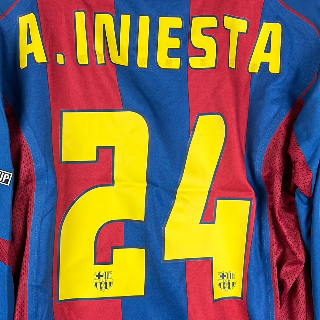 Barcelona 2004/2005 Player Issue Home Shirt - Iniesta 24 Long Sleeve