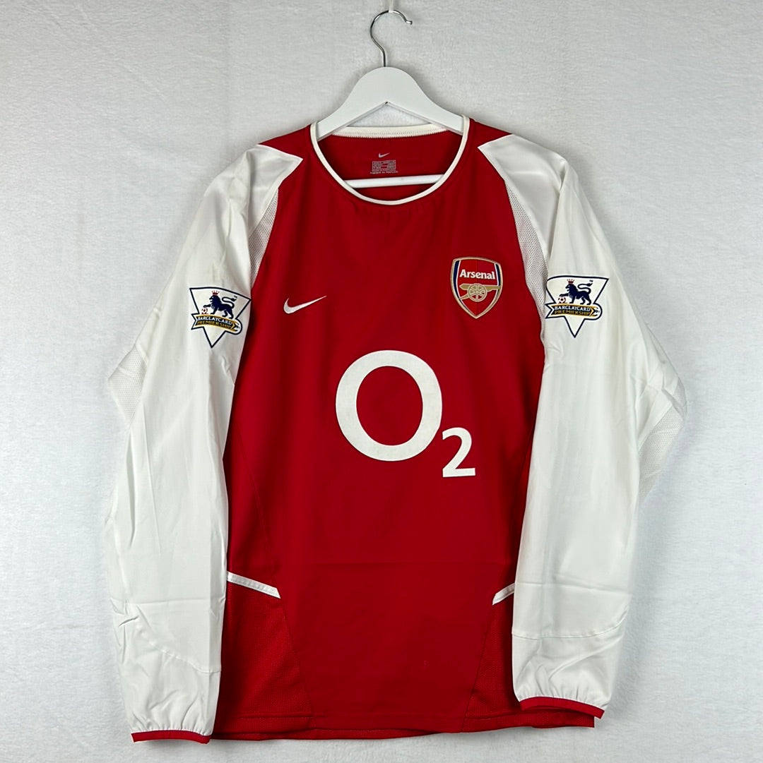 Arsenal 2003/2004 Match Worn Home Shirt front 02 sponsor and gold PL patches